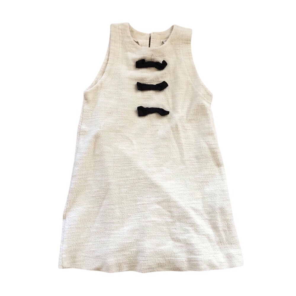 Zara Cream A-Line Dress with Black Bow Trio